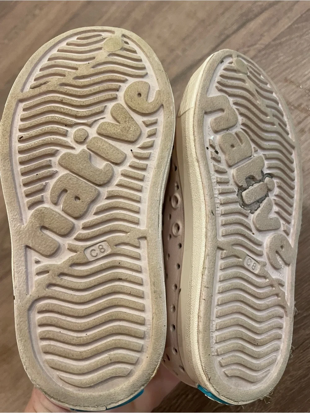 Native Kids Shoes - Light Pink and White Slip-On Sneakers